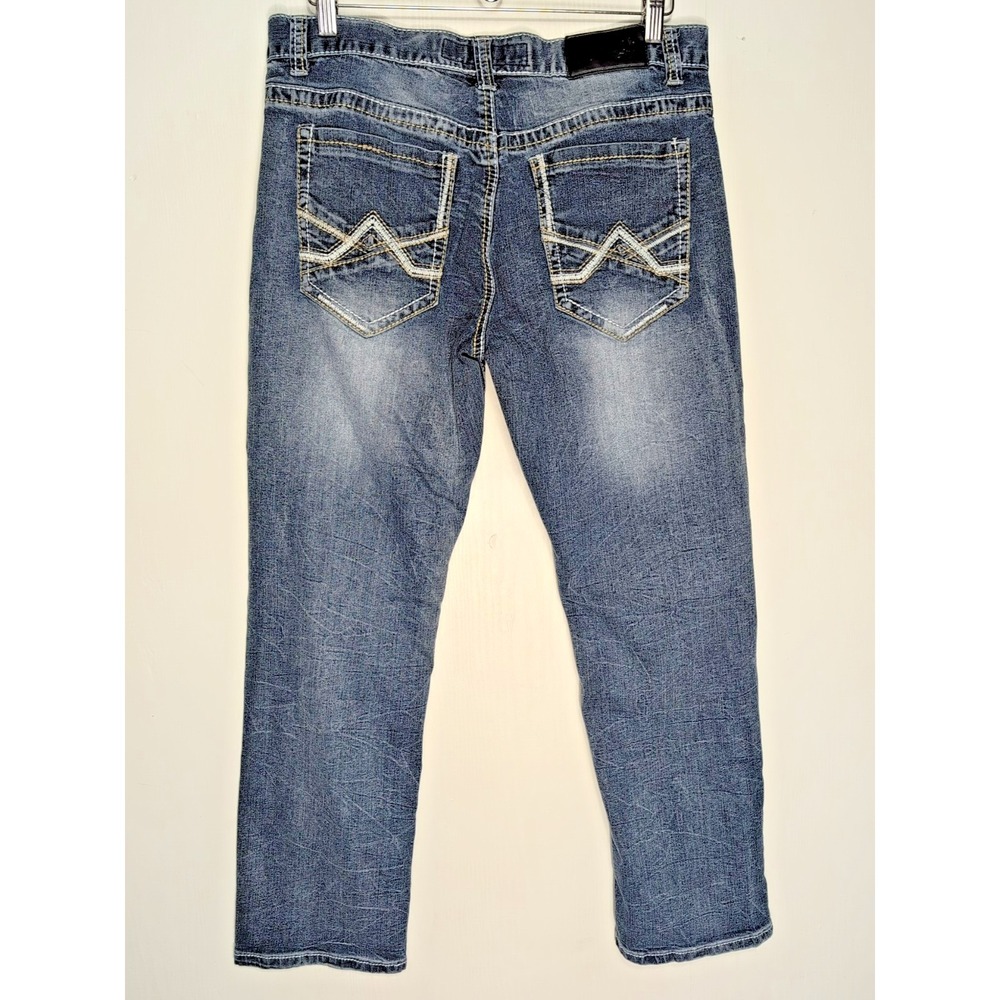 True Luck Men Bootcut Jeans 34x32 Blue Classic Fit Western Denim Pants - Picture 2 of 16